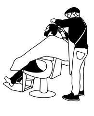 Hairstylist In Barber Shop. Hairstylist Profession In Work