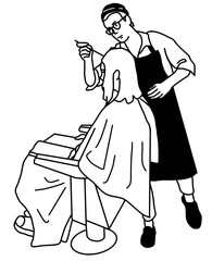 Hairstylist In Barber Shop. Hairstylist Profession In Work