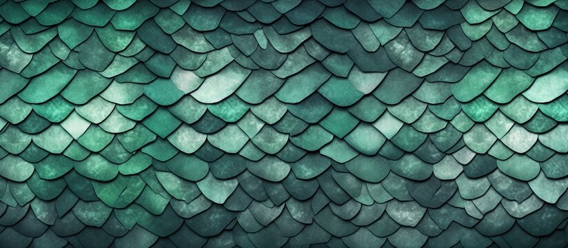 Mint colored Isfahan tiles resembling snake skins lay seamlessly on a grey crocodile like pattern Serving as a backdrop of nature a surreal snake emerges painted in shades of green on the m