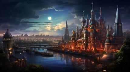 night Moscow cityscape