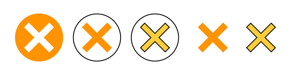 Close icon set for web and mobile app. Delete sign and symbol. cross sign
