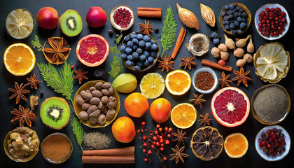 Obraz na płótnie Canvas Fruits and Spices