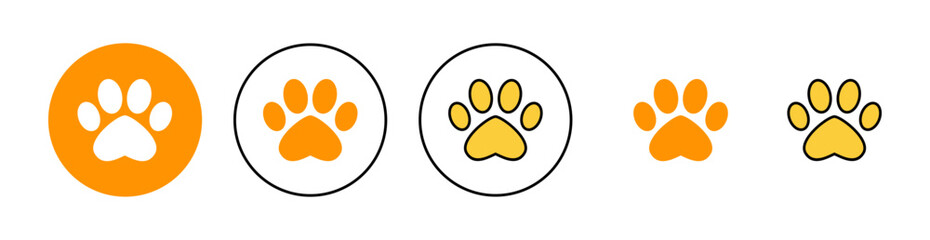 Paw icon set for web and mobile app. paw print sign and symbol. dog or cat paw