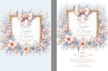 Wedding invitation template - obrazy, fototapety, plakaty