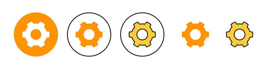 setting Icon set for web and mobile app. Cog settings sign and symbol. Gear Sign