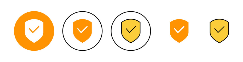 Shield check mark icon set for web and mobile app. Protection approve sign. Insurance icon