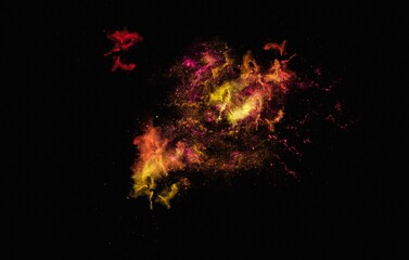 gold and orange galaxy watercolor stars splashes Backaground