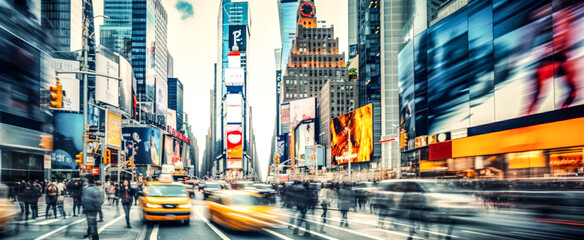 Blurred abstract defocused city scene, Rush Hour, motion speed