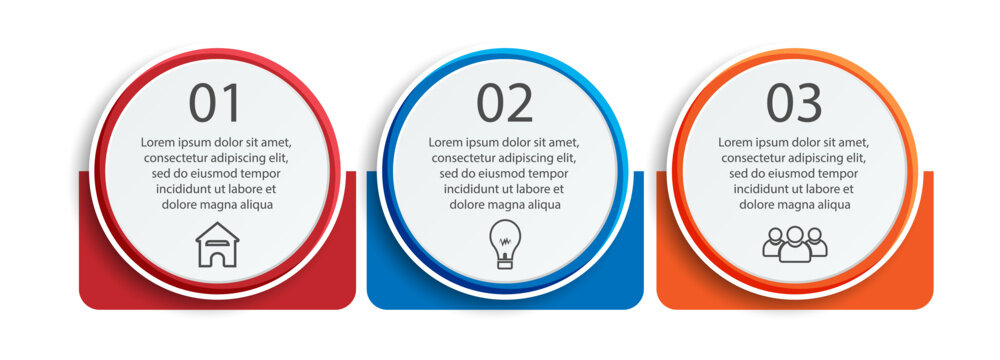 Business Infographic Design Template. minimal Timeline design with 3 steps, 
options and marketing icons. Vector linear infographic with three circle connected elements. 
suitable for presentations