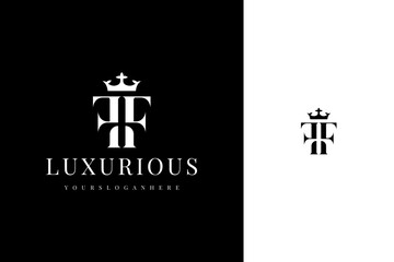 elegant simple minimal luxury serif font alphabet double letter f monogram logo design - obrazy, fototapety, plakaty