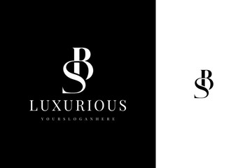 elegant simple minimal luxury serif font alphabet letter s b monogram logo design - obrazy, fototapety, plakaty