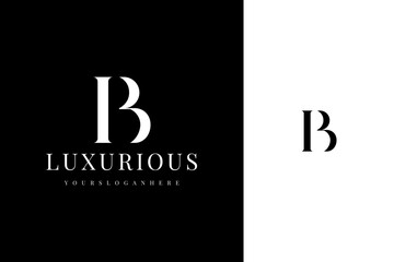 elegant simple minimal luxury serif font alphabet letter b logo design - obrazy, fototapety, plakaty