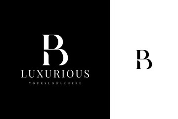 elegant simple minimal luxury serif font alphabet letter b logo design - obrazy, fototapety, plakaty