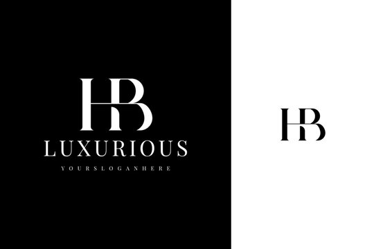 elegant simple minimal luxury serif font alphabet letter h b monogram logo design