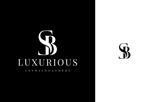 elegant simple minimal luxury serif font alphabet letter s b monogram logo design