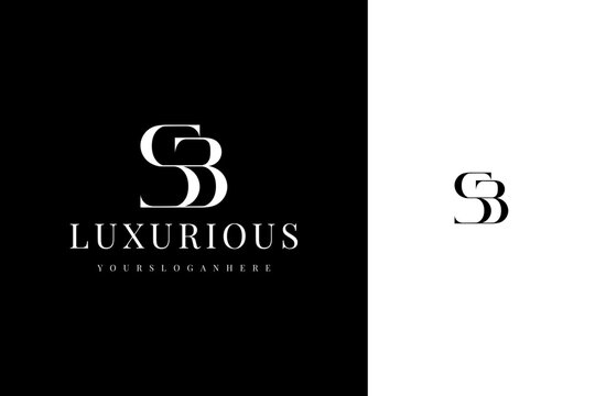elegant simple minimal luxury serif font alphabet letter s b monogram logo design