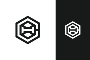 c h letter monogram logo design - obrazy, fototapety, plakaty