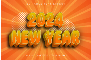 2024 New Year Editable Text Effect Cartoon Style