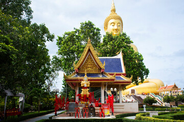 King Thao Wessuwan giant and big buddha statue of Wat Muang temple thai people travelers travel...