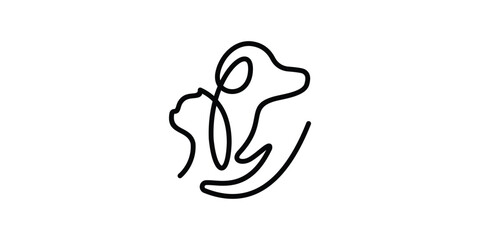 pet health logo design with a combination of dogs, cats and hands.