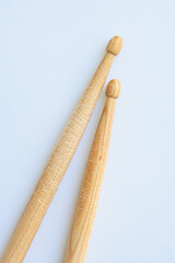wooden drumstick isolated on white background, object for play drum