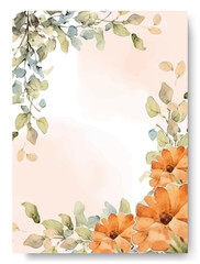Watercolor orange calendula floral clipart. Wedding invitation elements. Botanic card design concept