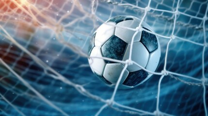 Naklejka premium soccer ball in goal net