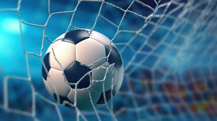 Naklejka premium soccer ball in goal net