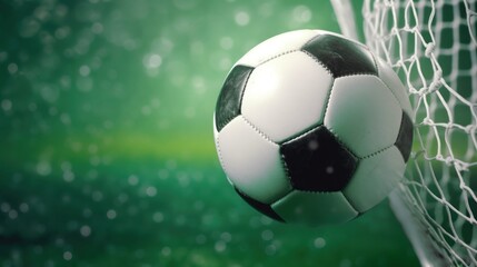 Naklejka premium soccer ball in goal net
