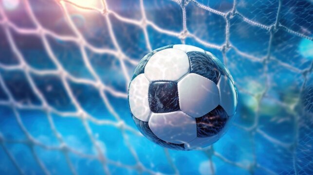 soccer ball in goal net