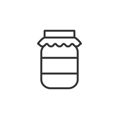 Jar of jam - line icon with editable stroke. Simple black and white food symbol. Vector illustration.