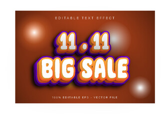 11 . 11 Big Sale Editable Text Effect Cartoon Modern Style