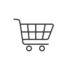 Shopping cart - line icon with editable stroke. Simple black and white symbol. Vector illustration.