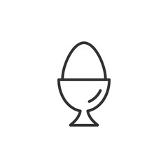 Soft boiled egg - line icon with editable stroke. Simple black and white food symbol. Vector illustration.