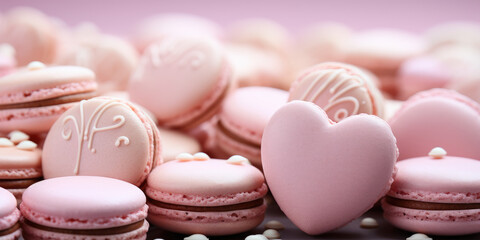 Obraz premium pink macaroon on a white plate