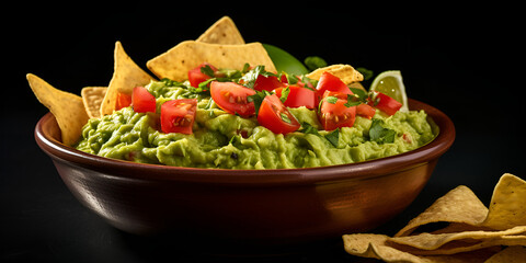 Homemade Green Chile Guacamole with Roasted Tomatoes,nachos with guacamole,