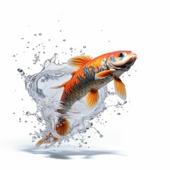 AI generated illustration of a fish swimming in clear water against a white background