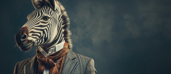 Vintage style graphic concept depicting animals dressed in clothing including a zebra and deer