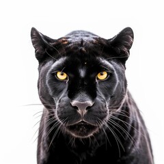 AI generated illustration of a black leopard with a white background