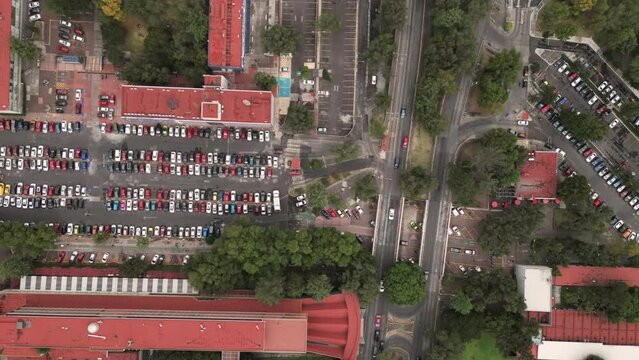 Hyperlapse public parking lot on a university campus, CDMX, unam