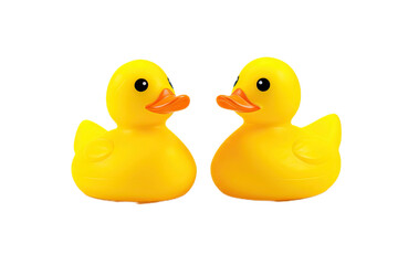 Two Yellow rubber duck isolated on white background