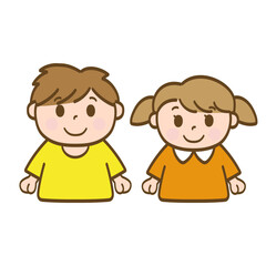 笑顔で正面を向く男の子と女の子_保育園児の兄弟