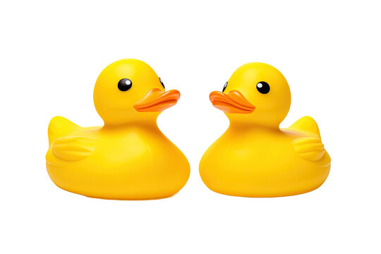 Two Yellow rubber duck isolated on white background