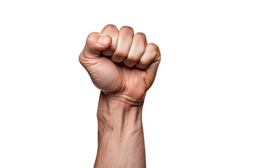 Male clenched fist, on white background - obrazy, fototapety, plakaty