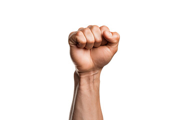Male clenched fist, on white background