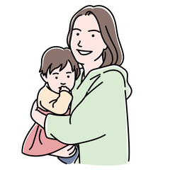子供を抱っこするママ