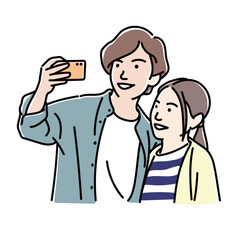 自撮りするカップル