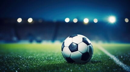 Naklejka premium soccer ball in football ground