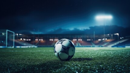 soccer ball in football ground - obrazy, fototapety, plakaty