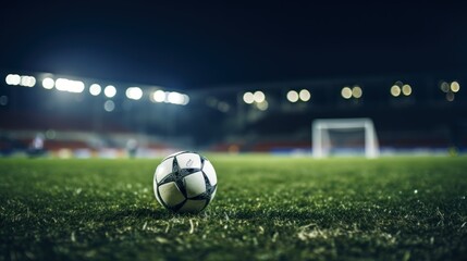 Naklejka premium soccer ball in football ground